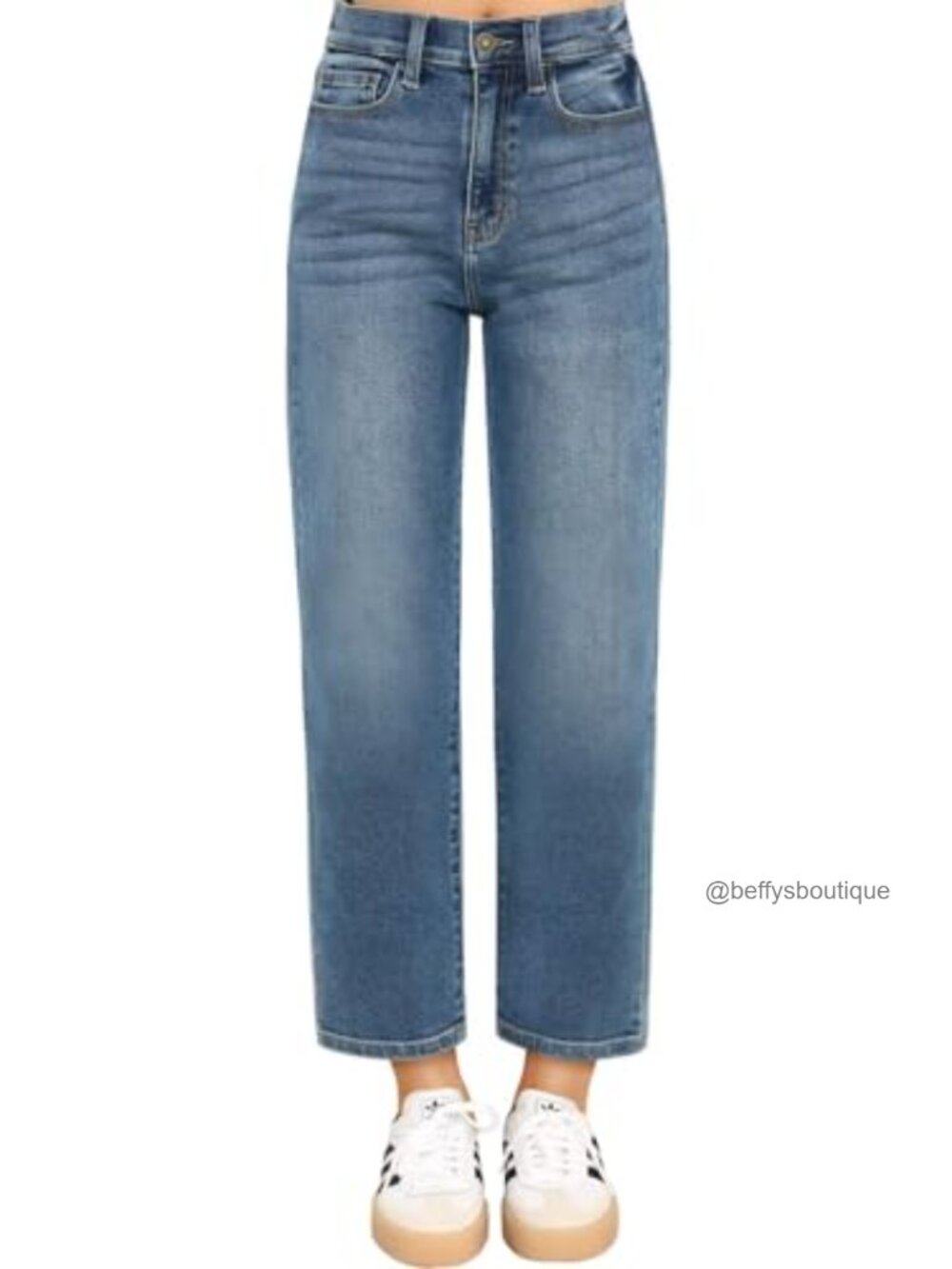 High Waisted Cropped Straight Leg Jeans